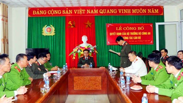 Hà Tĩnh: Bổ nhiệm, điều động các đồng chí giữ chức vụ Trưởng phòng Công an tỉnh